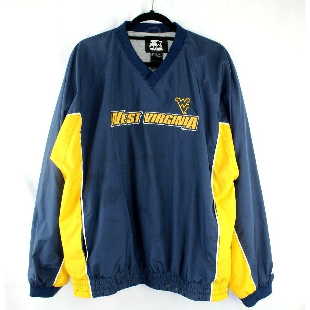Vtg Starter Jacket Men's L University West Virginia Nylon Pullover Windbreaker